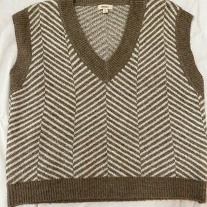 Brown and White Striped Sweater Vest